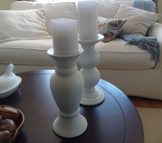 Spray painted candle sticks pottery barn knock off