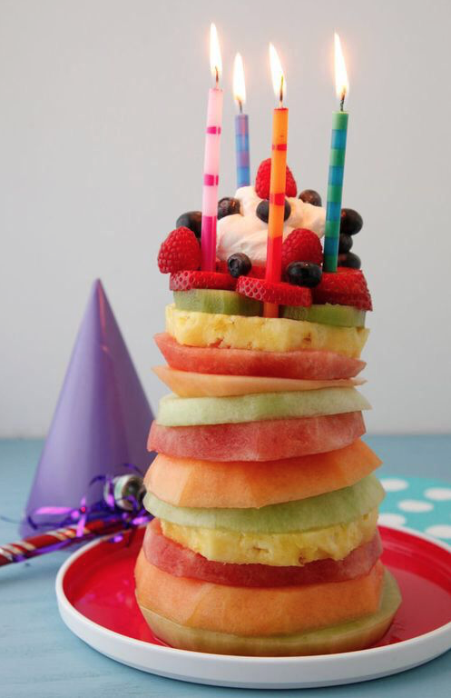Fruit slices birthday cake
